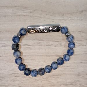 Trust In The Lord Bracelet Blue Sodalite Bead Stretch Inspirational